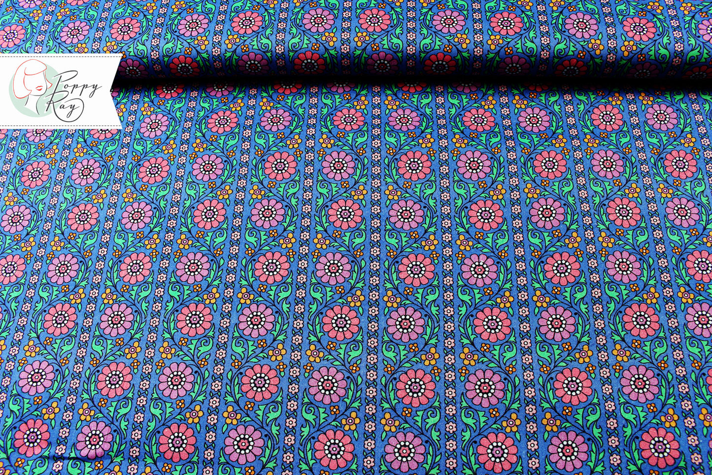 Robert Kaufman London Calling 60er Vintage Blumen blau pink lila Baumwolle cotton lawn