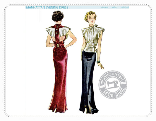 Wearing History Sewing Pattern Manhattan Evening Dress 1930 20s 30s