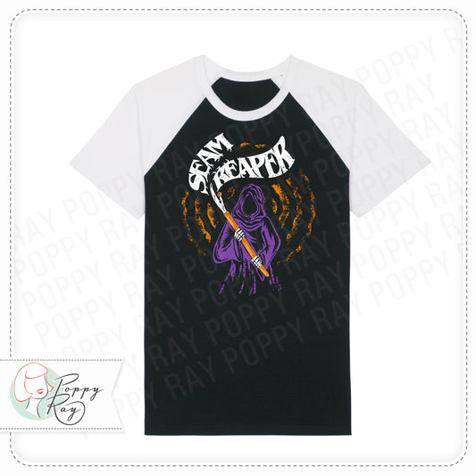 Unisex Shirt “Seam Reaper” cotton black white raglan