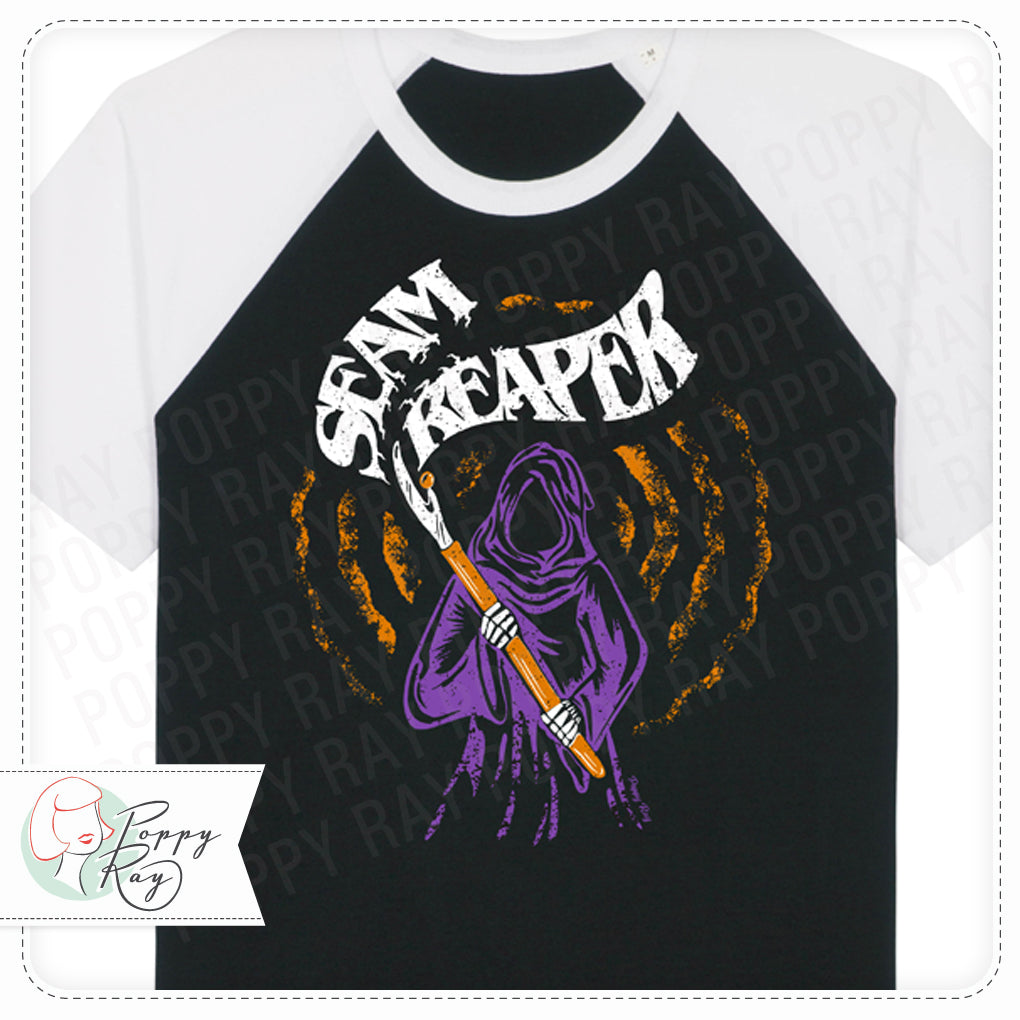 Unisex Shirt „Seam Reaper“ Baumwolle schwarz weiß Raglan