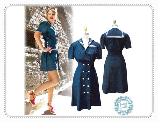 Wearing History Sewing Pattern Sailor Girl Playsuit, Shorts, Blouse, Skirt 40s 50s 30s